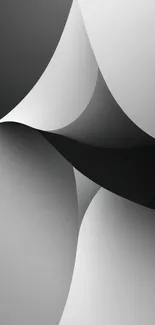 Abstract gray wallpaper with curved shapes.