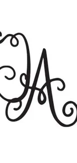 Elegant black monogram 'A' on a white background wallpaper.