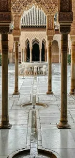 Beautiful view of Moorish architecture showcasing arches and ornate details.