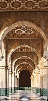 Elegant Moroccan archway with ornate designs and warm beige tones.