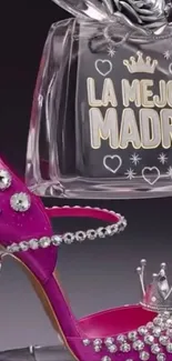 Pink stiletto with gems and perfume for Mother's Day.