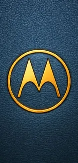 Motorola logo on leather textured background.