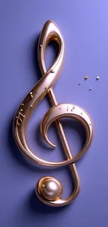 Golden treble clef on a purple background.