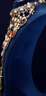 Elegant necklace displayed on a dark background.