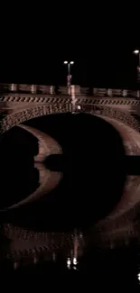 Elegant historic bridge over calm waters at night.