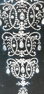 Intricate ornamental jewel design on navy blue wallpaper for mobile devices.