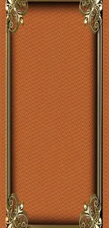 Elegant ornate frame with golden accents on a textured orange background.