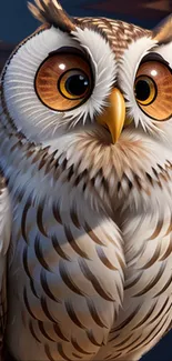 Elegant owl digital artwork with detailed feathers and vibrant colors.