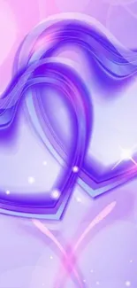 Elegant purple and pink heart wallpaper with a soft gradient.