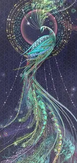 Intricate and colorful peacock art wallpaper for mobile screens.