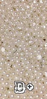 Close-up view of white pearl beads scattered elegantly.