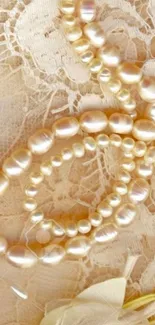 Elegant wallpaper with pearls on lace.