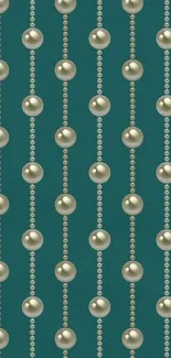 Mobile wallpaper with pearls on teal background.