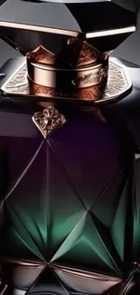 Artistic perfume bottle with elegant design.