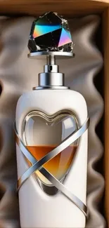 Luxurious perfume bottle with shining design.