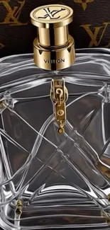 Decorative perfume bottle with gold accents.