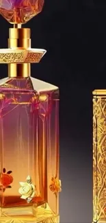 Luxurious perfume bottle with golden design