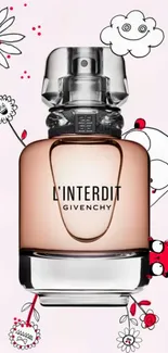 Givenchy L'Interdit perfume bottle with floral and doodle design.