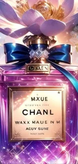 Elegant perfume bottle with floral accents.