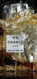 Chanel No. 5 perfume bottle splash art.