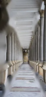 Majestic stone corridor with pillars and depth perspective for mobile wallpaper.