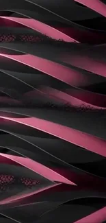 Abstract pink and black waves wallpaper with a modern design.