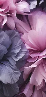 Elegant pink and purple floral wallpaper with delicate petals.