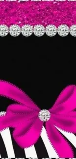 Stylish pink bow and rhinestones wallpaper, perfect for elegant mobile backgrounds.