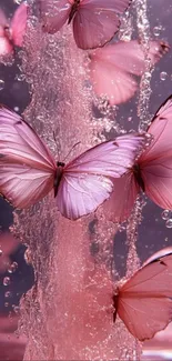 Pink butterfly wallpaper with elegant art.