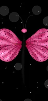 Pink butterfly on dark background wallpaper.