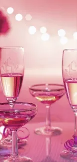 Elegant pink glassware with a romantic flair on display.