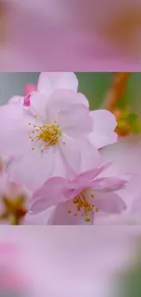 Mobile wallpaper of pink cherry blossoms in full bloom.