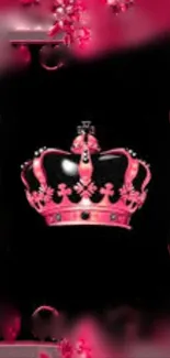 Elegant pink crown on black background wallpaper.