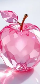 Pink crystal apple with leaf, elegant and decorative.