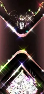 Pink and black mobile wallpaper with crystal design.