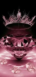 Pink diamond with crown, elegant wallpaper.