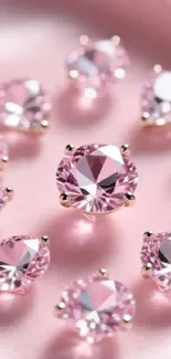 Luxurious pink diamonds sparkling on a soft background.