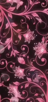 Elegant pink floral pattern on a dark background, perfect for mobile wallpaper.