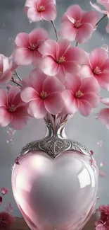 Elegant pink flowers in a decorative vase, perfect for mobile wallpaper.