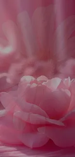 A soft pink floral wallpaper featuring elegant petals and a dreamy atmosphere.