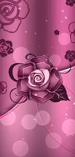 Elegant pink floral wallpaper featuring roses.