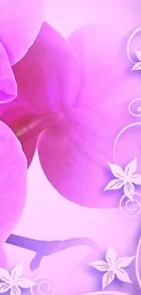 Elegant pink and purple floral mobile wallpaper with stylized details.