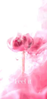 Pink flower mobile wallpaper with smoke effects.