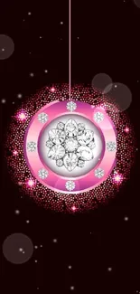 Elegant pink gem design wallpaper with a dark background.