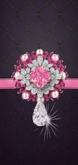 Elegant mobile wallpaper with pink gem centerpiece.