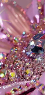 Pink gemstone mobile wallpaper, sparkling and elegant design.