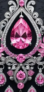 Elegant pink gemstone and intricate jewelry design wallpaper.