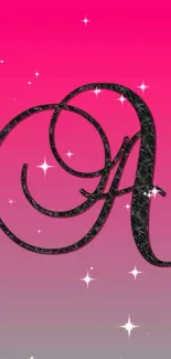 Stylish black letter A on pink gradient wallpaper for mobile.