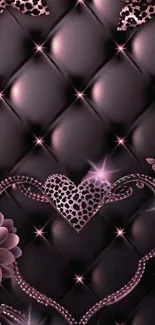 Luxurious pink heart wallpaper with floral and butterfly accents.