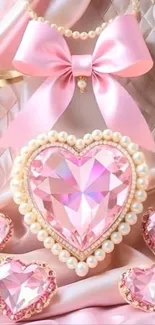 Elegant pink heart with satin and jewels in gorgeous design.